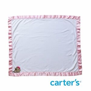 Carters Just One You Blanket Monkey Pink White Polka Dot Baby Girl Satin Trim